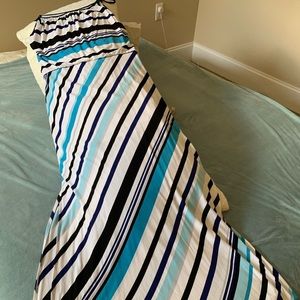 Summer Fun! Maxi dress! White, Black and Blue Striped Maxi Dress.  WHBM